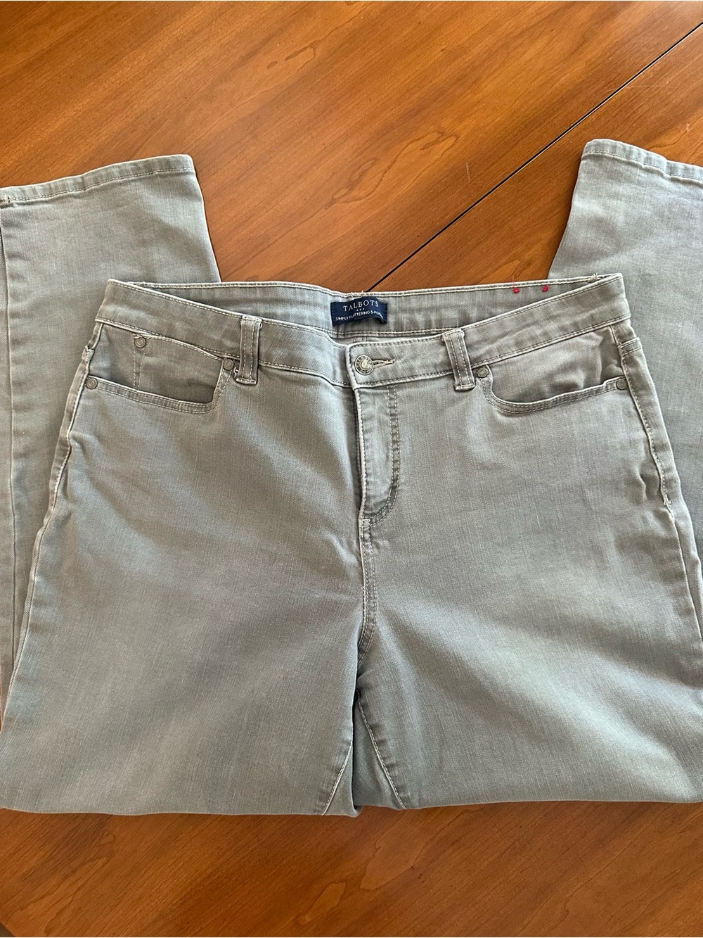 Talbots Simply Flattering 5-Pocket Gray Stretch Jeans Pants Women’s Size 16